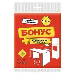 Серветки Бонус віскозні 10 шт 50х60 бонус фото