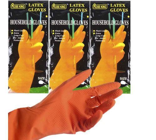 Гумові латексні рукавички для миття посуду та прибирання, міцні, Household Gloves, розмір M LATEX XL фото