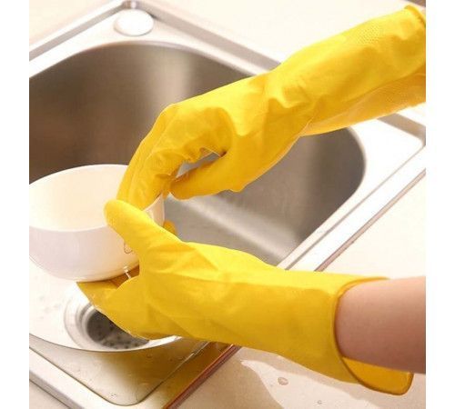 Гумові латексні рукавички для миття посуду та прибирання, міцні, Household Gloves, розмір M LATEX XL фото